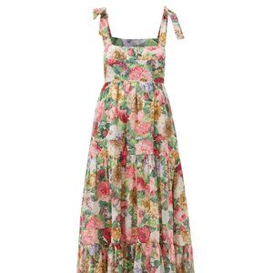 ZIMMERMANN Mae Tie-shoulder Floral-print Voile Maxi Dress (Size 1)
